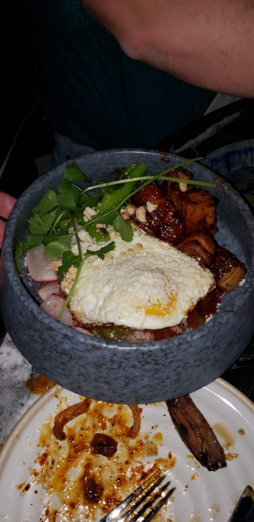 Roy Choi Best Friend rice bowl with pork belly - Dine Drink Travel